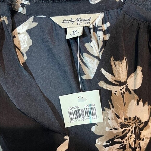 NWT Lucky Brand Floral Peasant Top - Size 1X - Picture 8 of 14